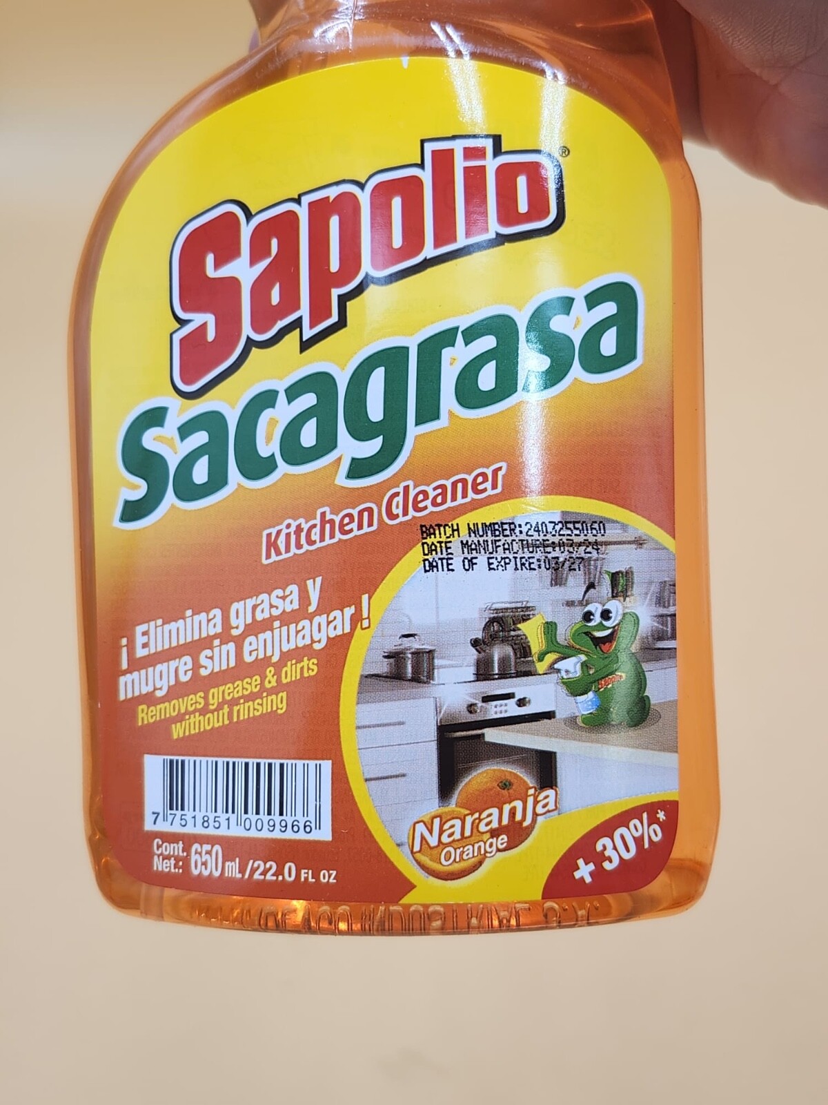 ORANGE GREASE CLEANER SAPOLIO SACAGRASA – 6 PACK (22.7 oz each)