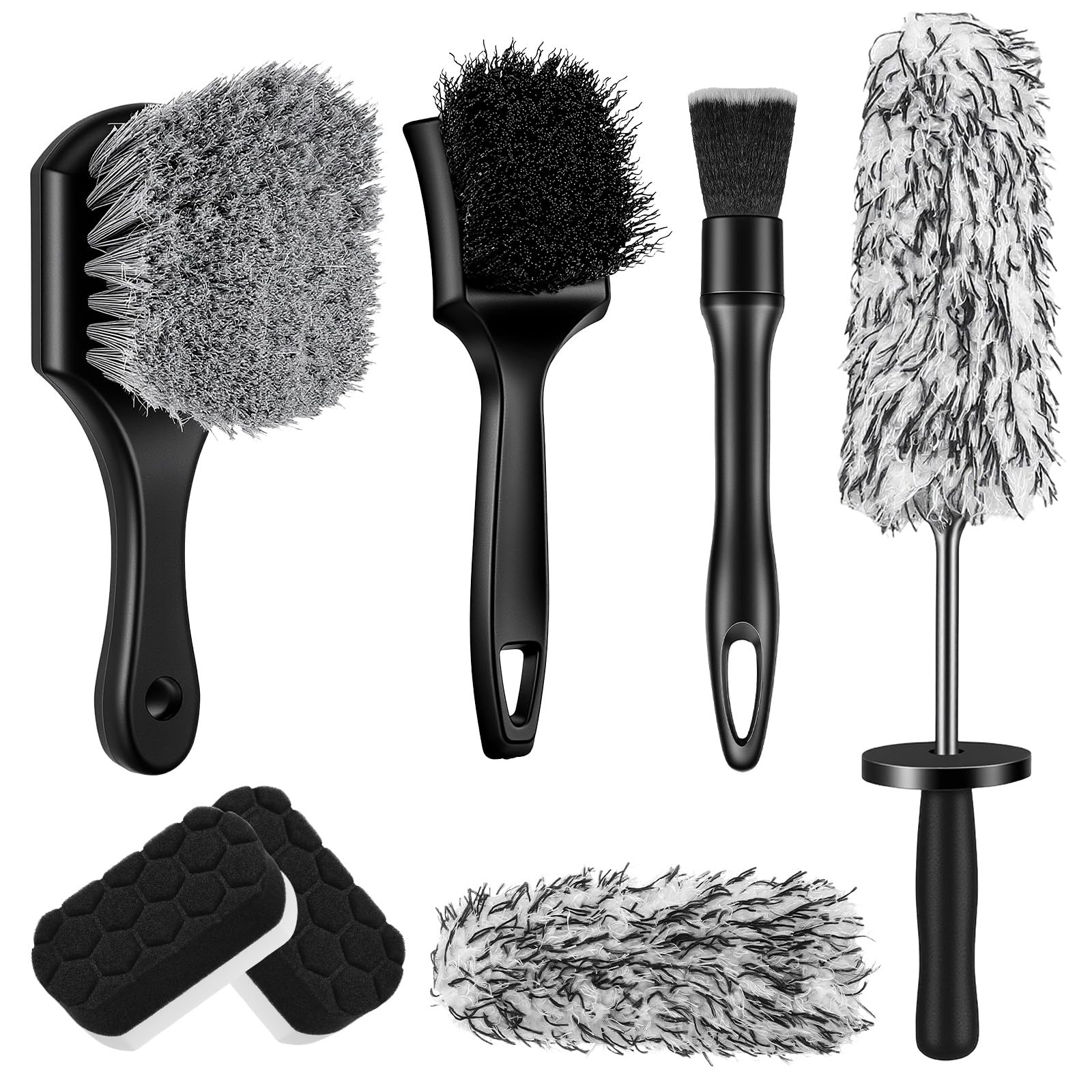 7PCS Car Wheel Tire Brush Set Soft Bristle Rim Cleaning Detailing Kit NEW!!!