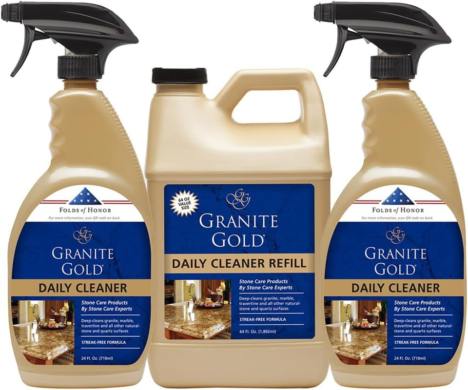 Daily Cleaner Spray 3-Pack with Sealer Spray 1-Pack for Granite, Marble, Travert