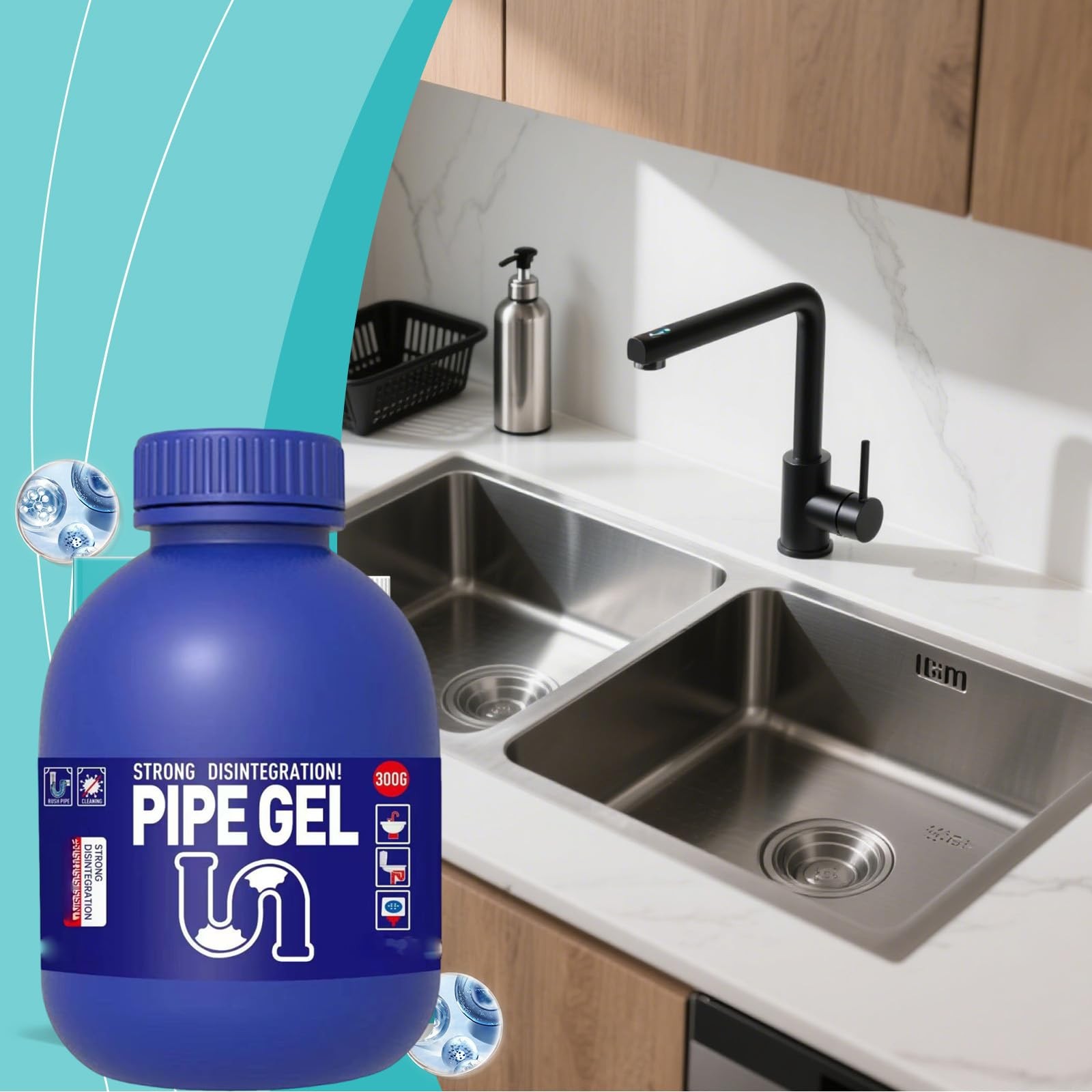 Drain Cleaner Powerful Pipes Dredging Agent for Kitchen Sinks 10 Fl Oz 1pcs