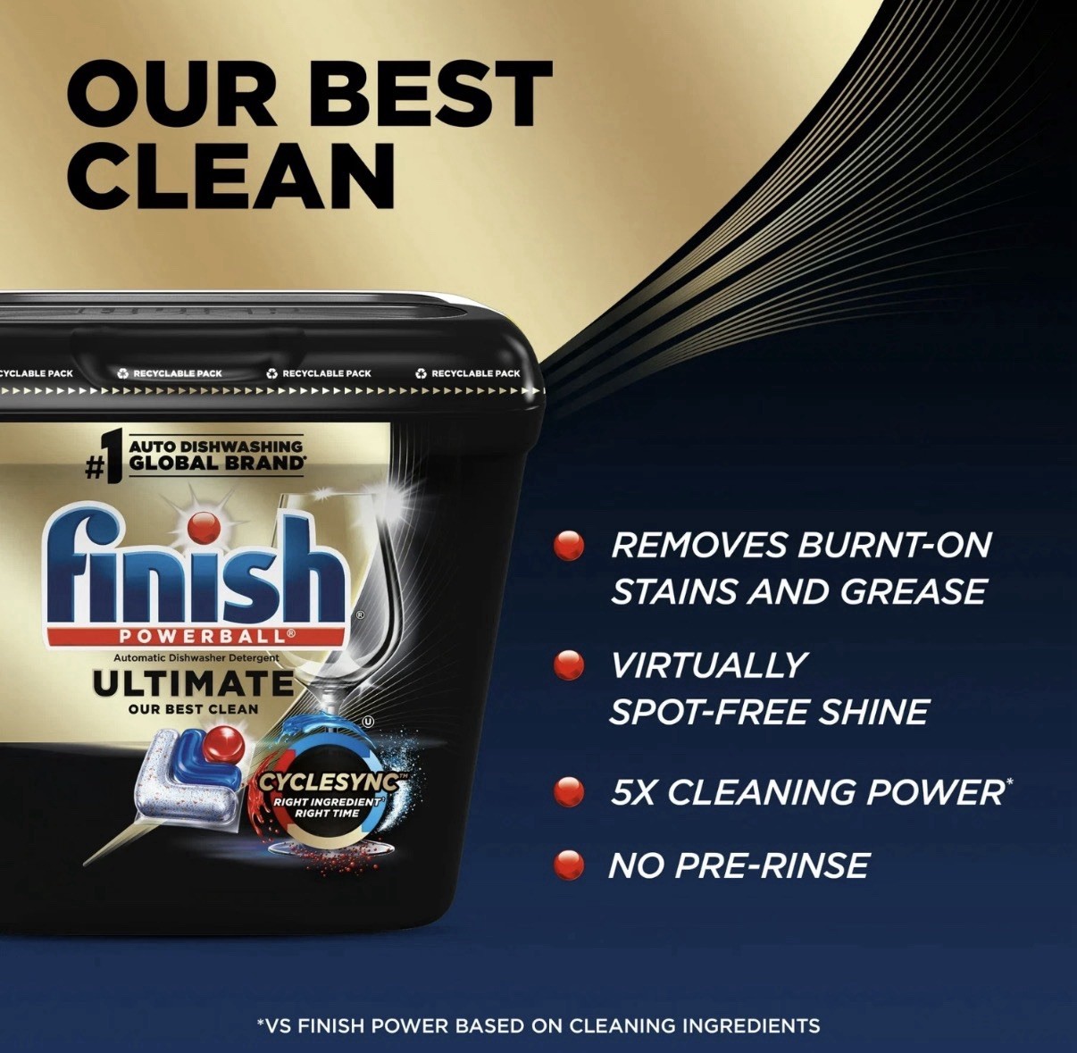 Finish Powerball Ultimate Dishwasher Detergent 52 Tabs 3 Pack 156 Count Clean