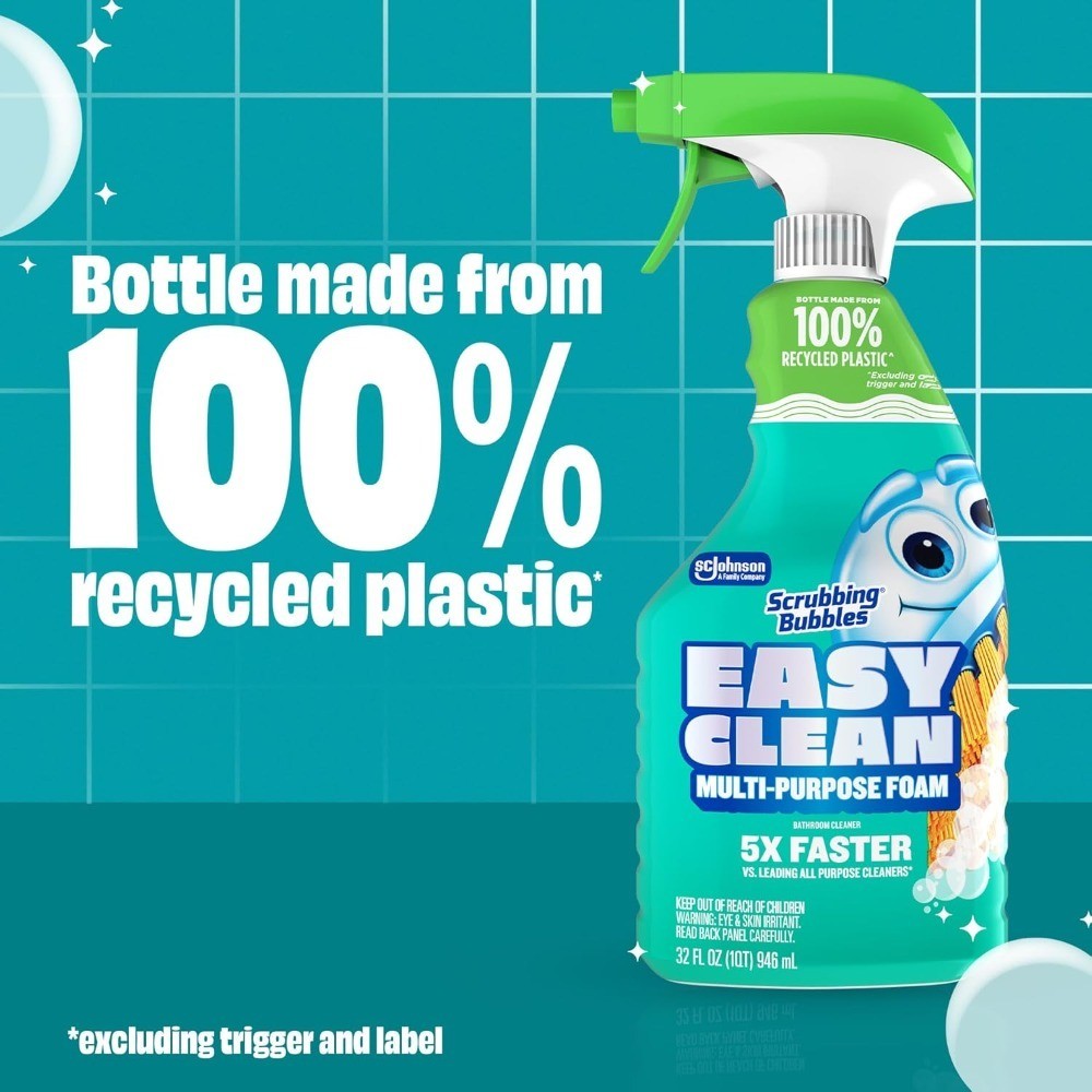 Foaming Multipurpose Bathroom Cleaner Spray 32 Ounce Recycled Plastic Bottle Eco