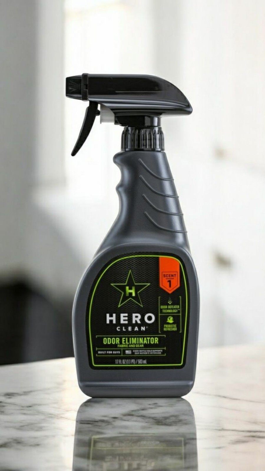 HERO Clean 17 oz Odor Eliminator Spray Tough For Men Pre-treat Smelly Laundry