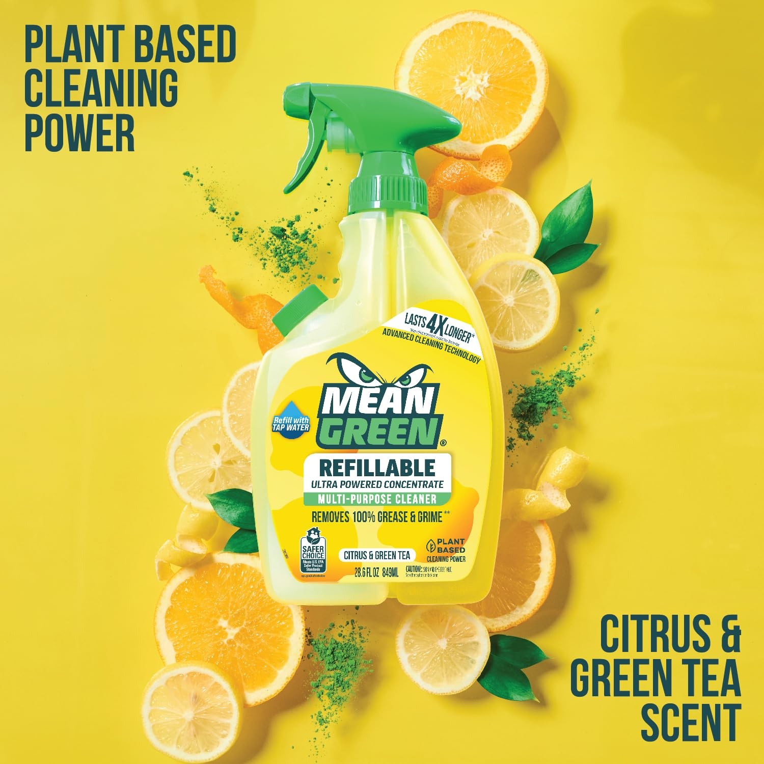 Refillable Ultra Powered Multi-Purpose Cleaner Concentrate, Citrus & Green Te…