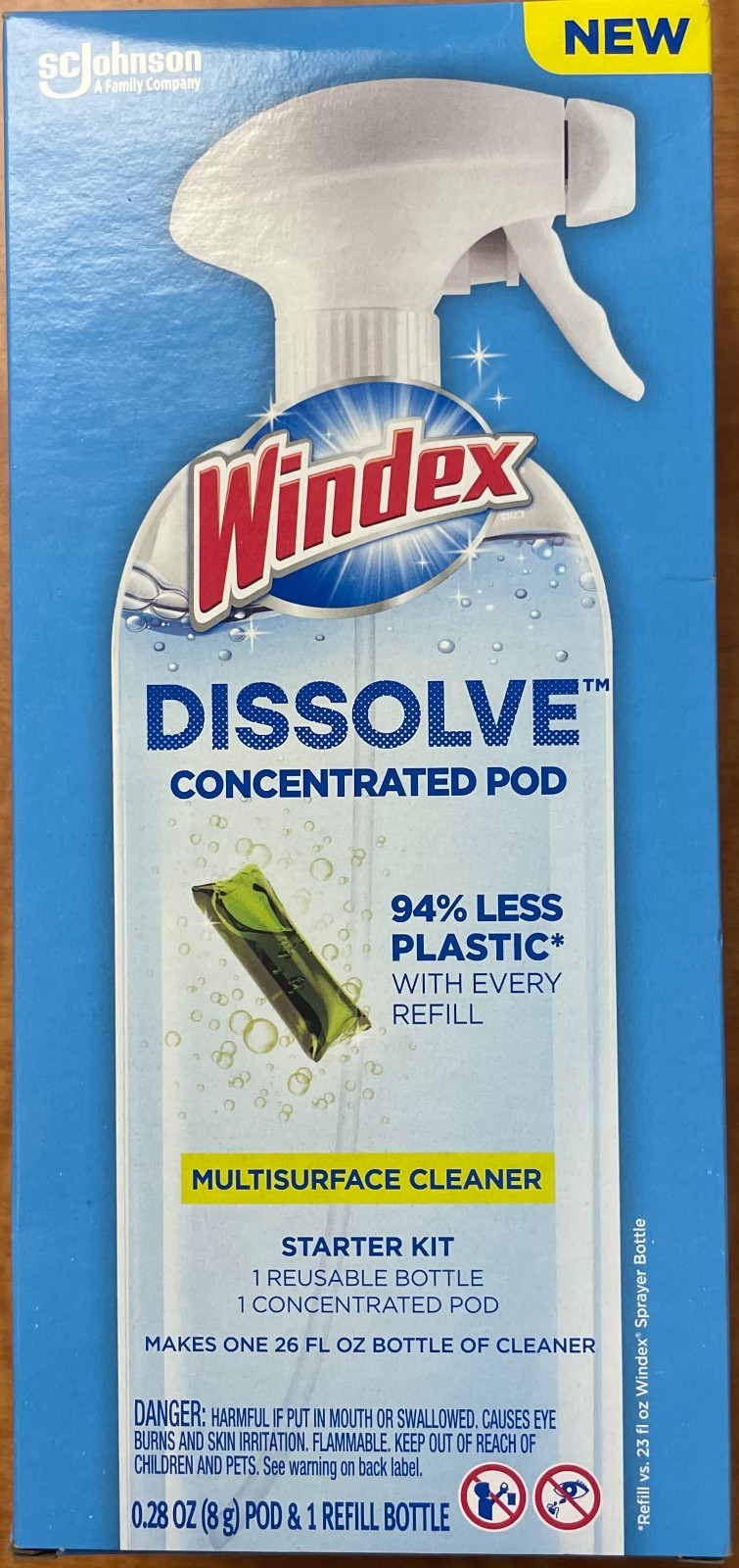 Windex Dissolve Pods Multisurface Cleaner Starter Kit & Refill 3 Reusable Bottle