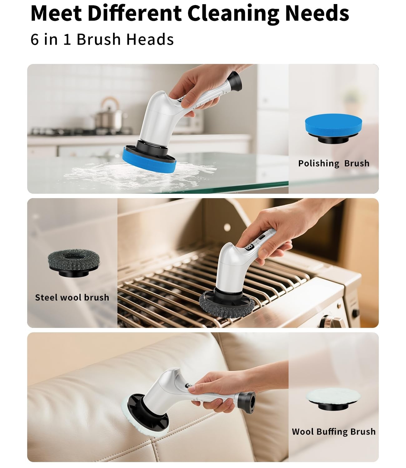 Spin Scrubber, Cordless Household Cleaning Brush with 6 Replaceable Heads, 3 …