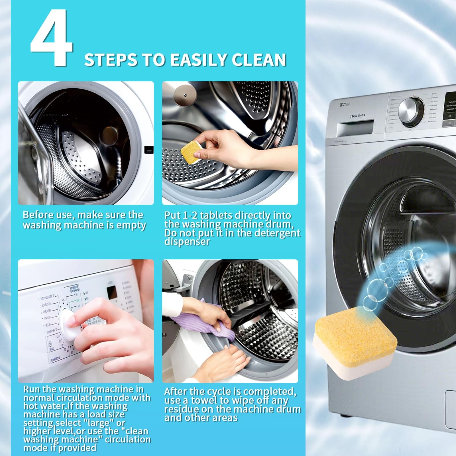 Washing Machine Cleaner ,24 Pack Deep Cleaning for HE,Front & Top Load Washer…