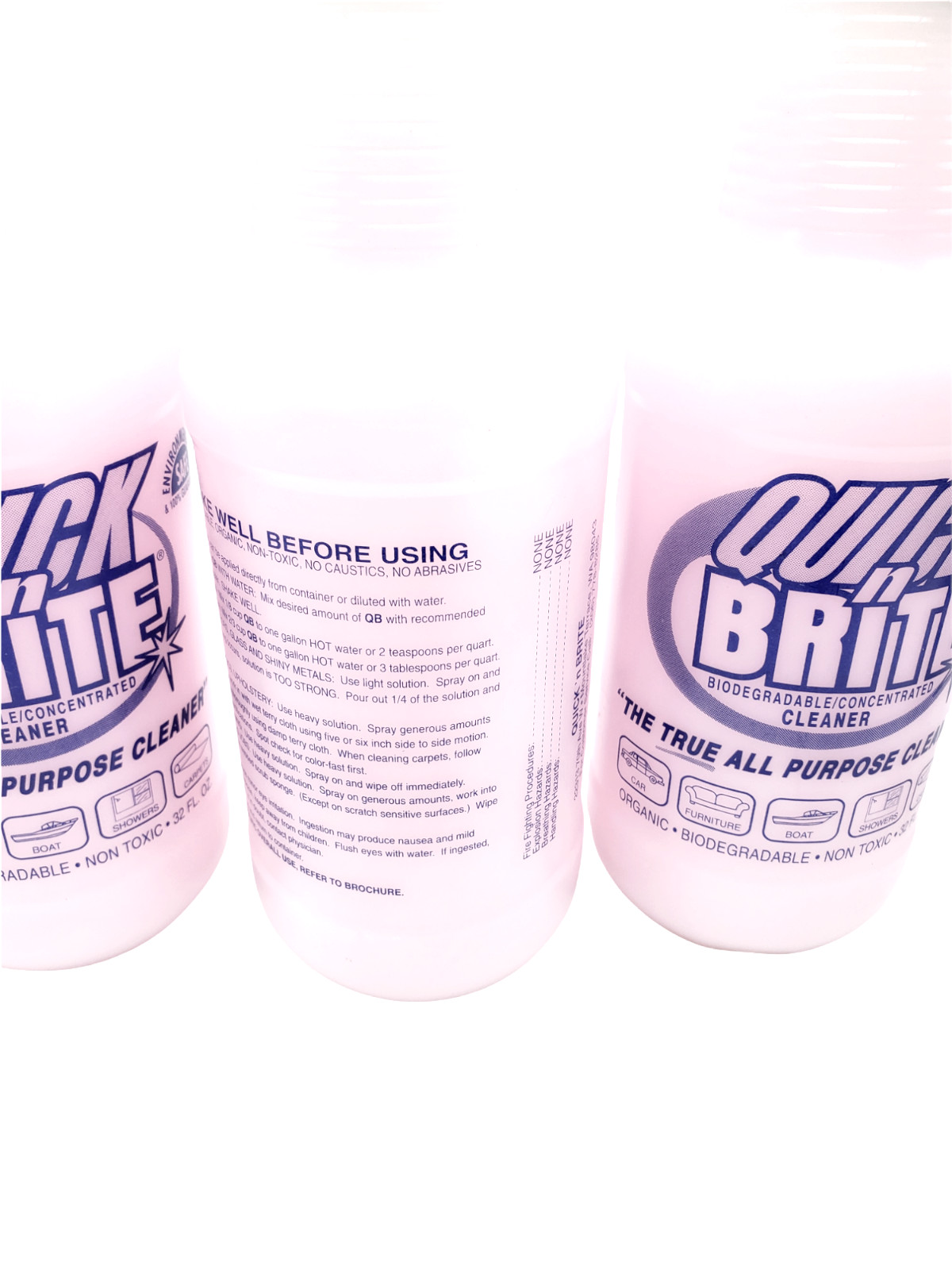 3 PACK Quick N Brite Biodegradable/Concentrated Cleaner 32 oz Organic Non Toxic