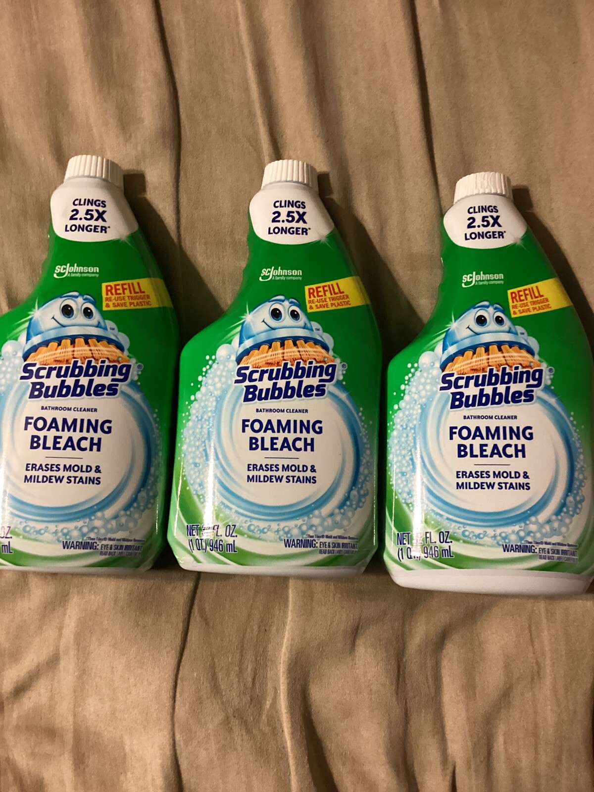 Pack Of 3 Scrubbing Bubbles Foaming Bleach Bathroom Cleaner Refill 32 Fl oz Each