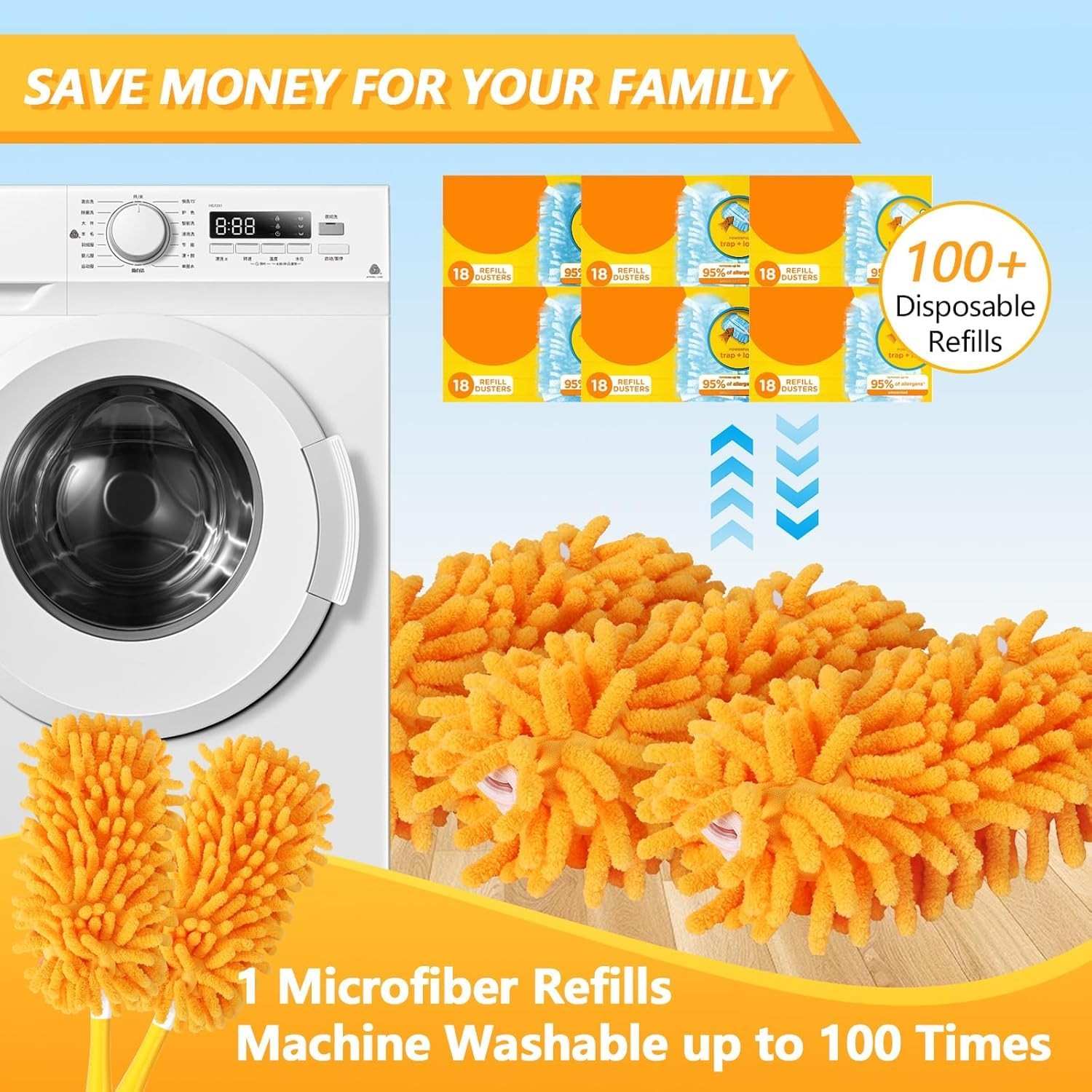 Microfiber Duster Refills Heavy Duty for Swiffer Duster Kit 4 Pack Machine Washa