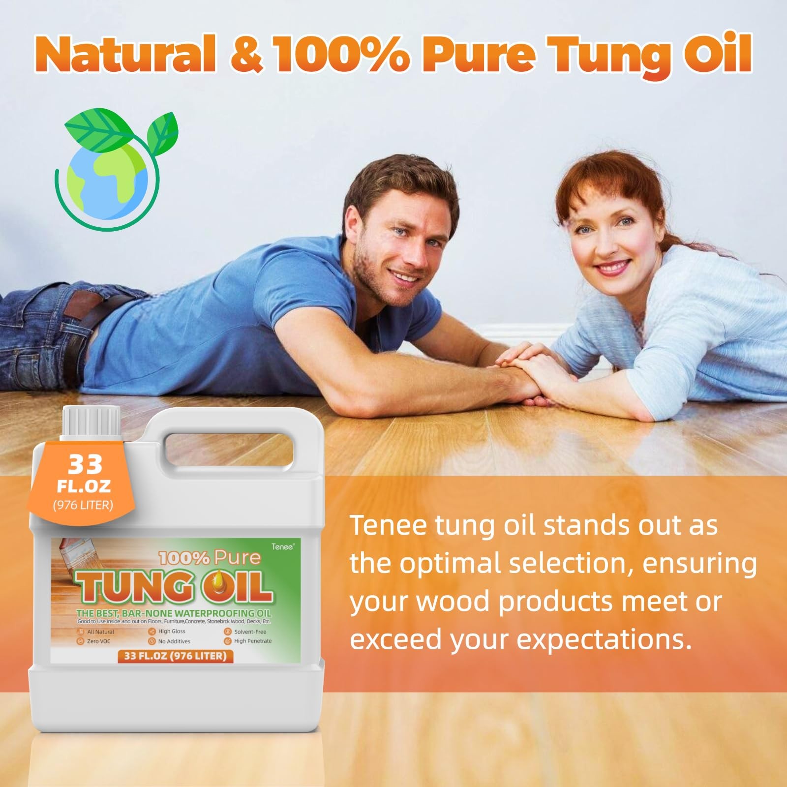 2 Pack 33oz Pure Tung Oil Waterproof Wood Sealer Finish Food Grade Strengthens