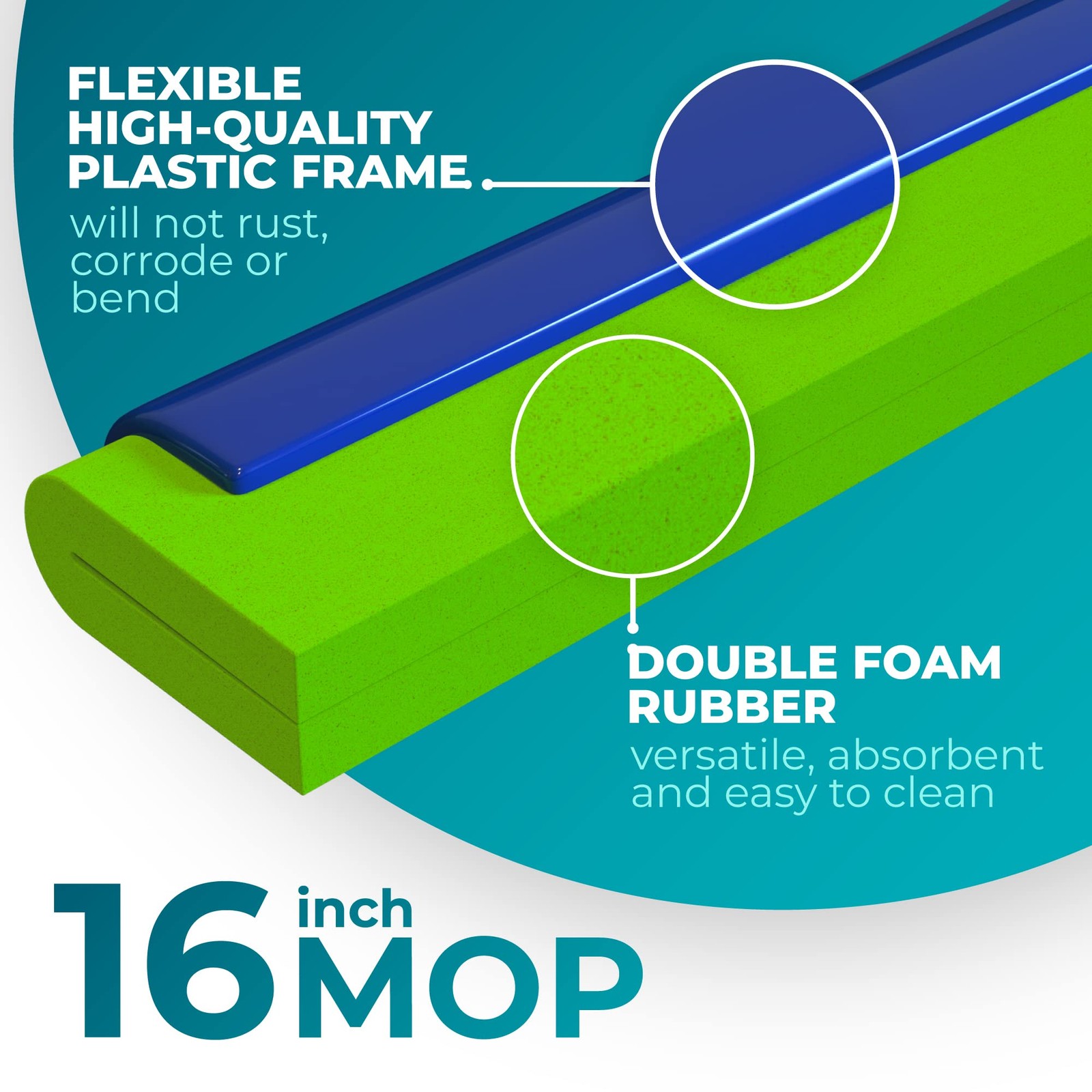 16 Inch Floor Squeegee Head 3 Pack, Foam Squeegee Broom for Garage, Patio, De…