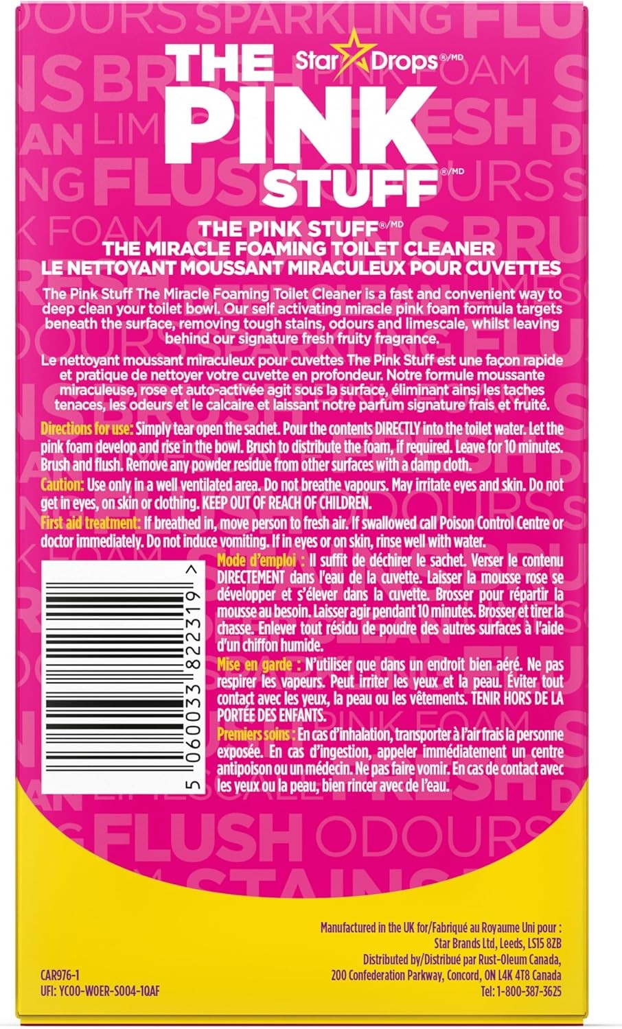 The Pink Stuff Toilet Cleaner 7oz – Miracle Power Foaming, 2 Treatments