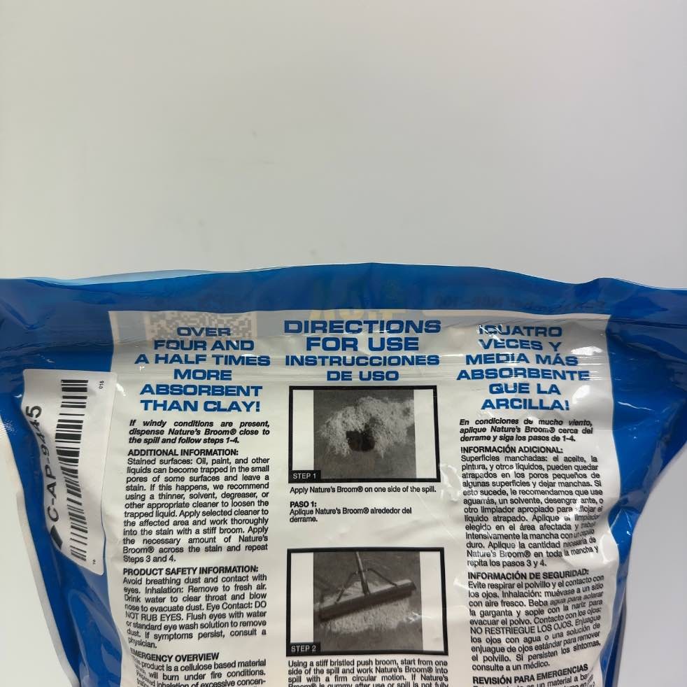 NATURE’S BROOM NBR-100 BIO BASED OIL SPILL ABSORBENT GRANULE POUCH 0.2 CU FT