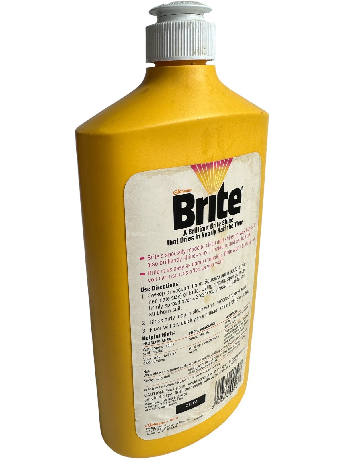 Vintage Johnson Floor BRITE No Wax Polish Full Bottle Rare Discontinued Formula