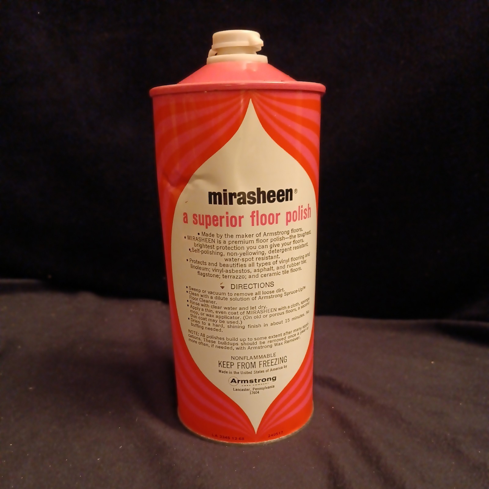 Retro MIRASHEEN Floor Polish Vinyl Finish by Armstrong 32 Fl Oz Almost full