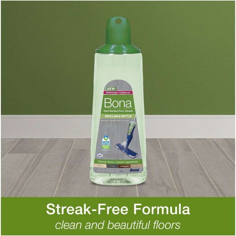Bona Hard-Surface Floor Cleaner, Refillable Bottle – 34 oz.