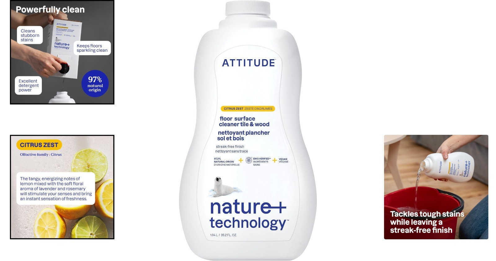 ATTITUDE 35.2 Fl Oz Streak-Free Floor Cleaner – Safe for Family & Pets