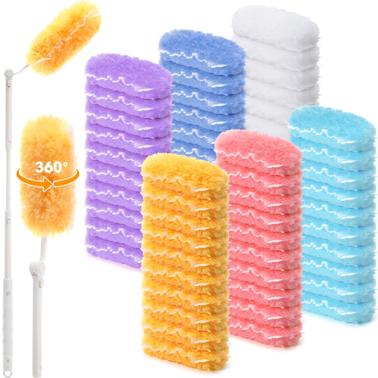 60 Pcs Heavy Duty Duster Refills with 3 ft Retractable Handle 360° Heavy Duty…