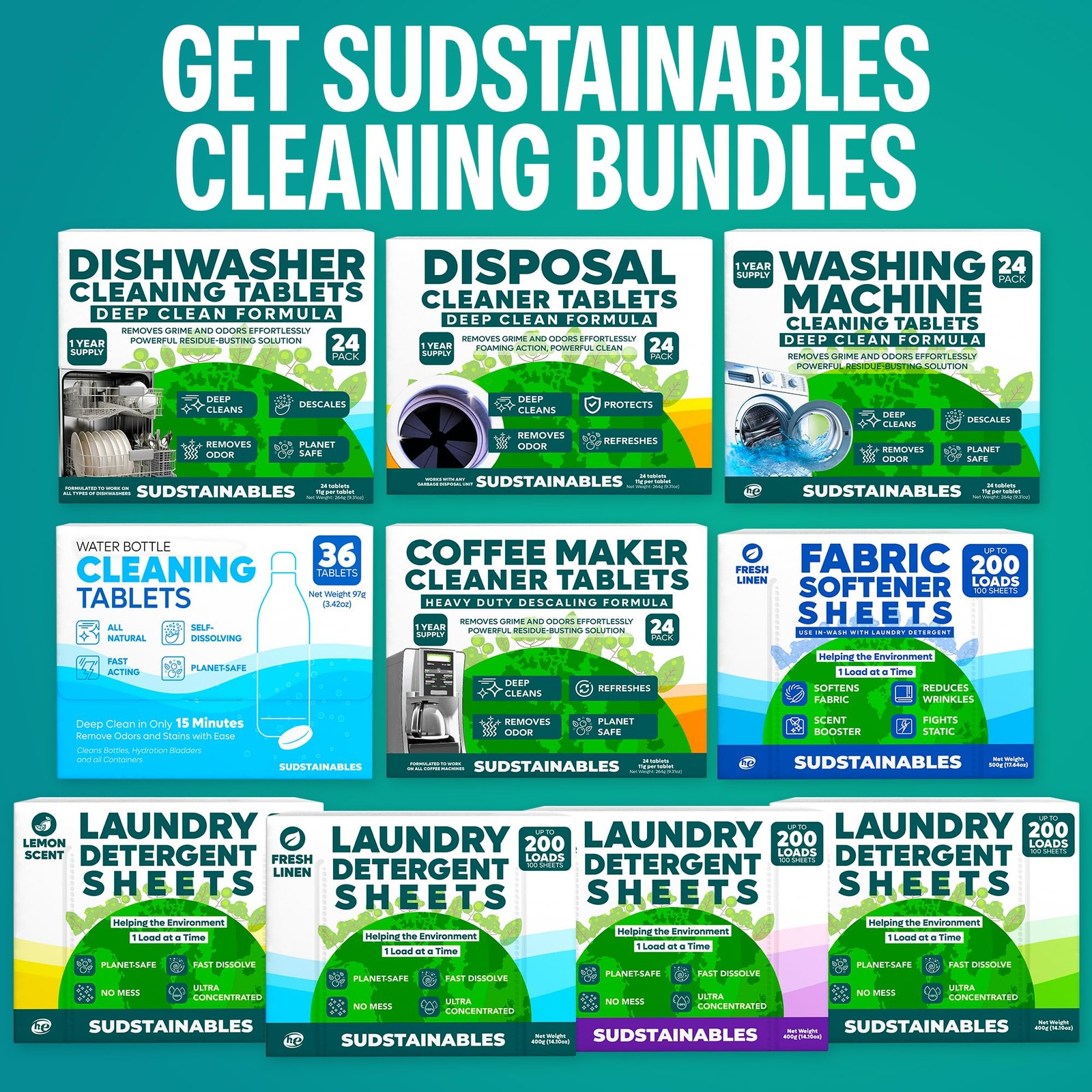 24-Pack Garbage Disposal Cleaner Tablets Sink Cleaner and Deodorizer 1-Year