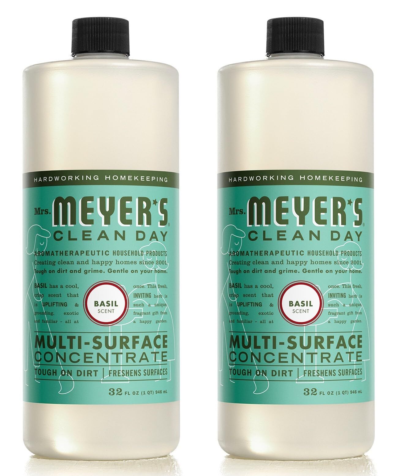 Mrs Meyers Clean Day Multi Surface Concentrate Basil Fresh 32 Oz Pack of 2