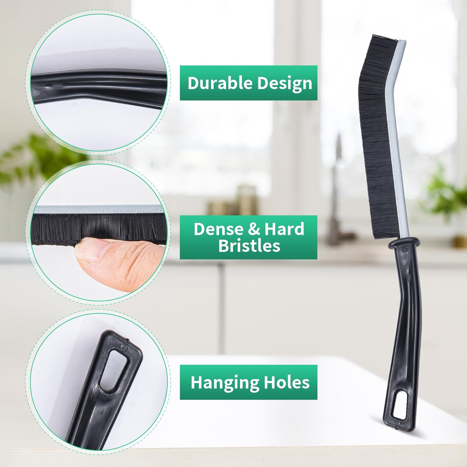 6-Pack Hard Bristle Crevice Cleaning Brush, Best Tool for Cleaning Grout, Gaps,