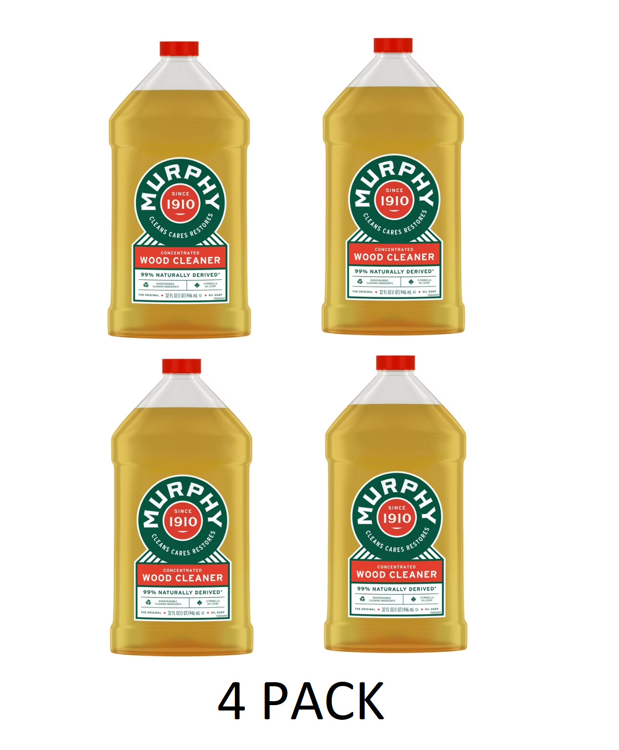 4 PACK Murphy Oil Soap Wood Cleaner, Original – 32 Fluid Ounce-Free Shipping