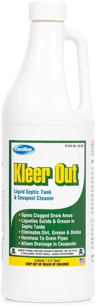 Comstar Kleer Out 1-Qt Industrial Septic & Drain Cleaner, Safe Pipes