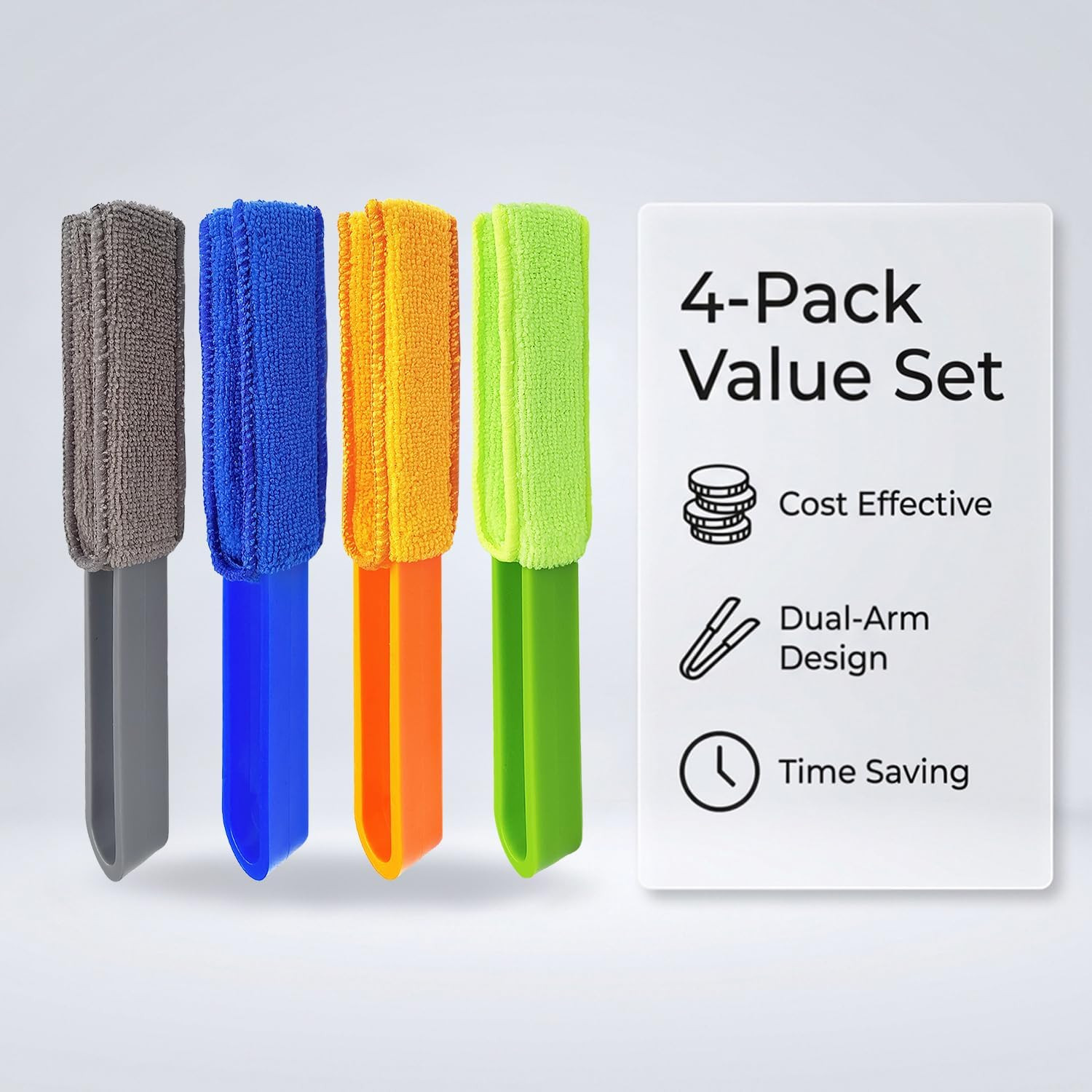 4 Pack Blinds Duster, Duster Brush with 8 Microfiber Sleeves, Dust Remove Tools