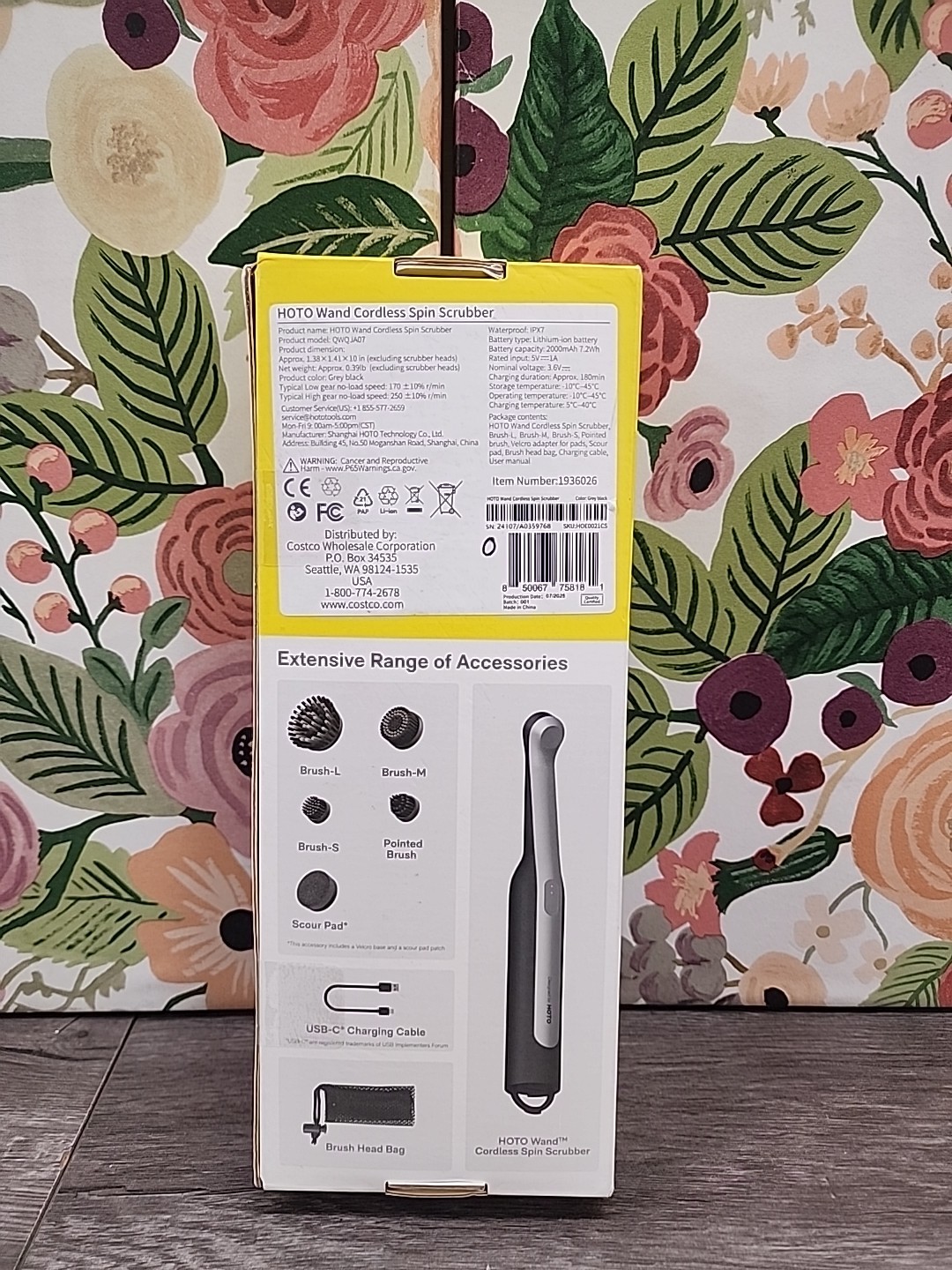 HOTO Wand Cordless Spin Scrubber Kit Rechargeable 5 Heads – Open Box