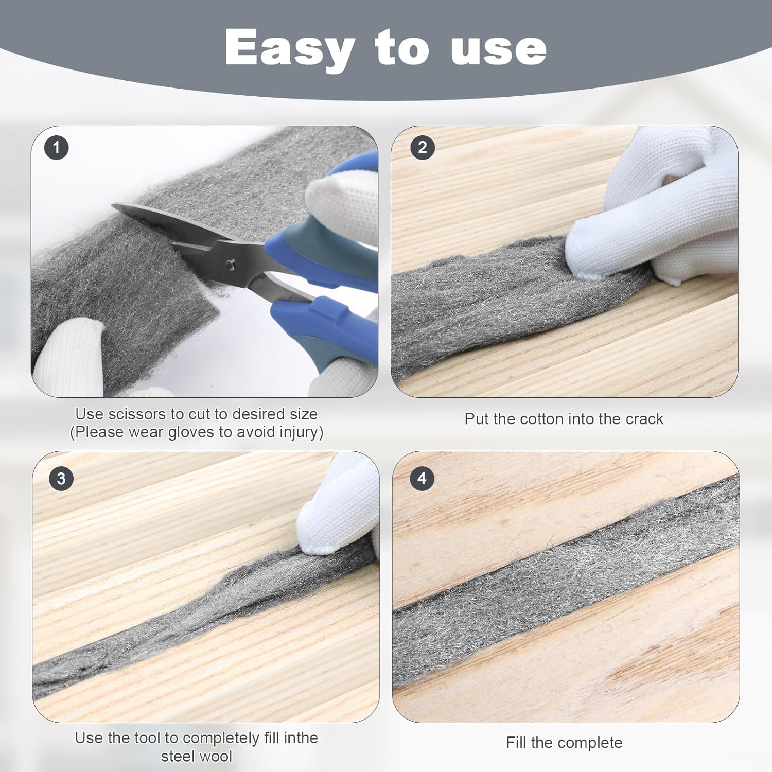 Stainless Steel Wool, Steel Wool Fill Fabric Roll, Gap Blocker Coarse Wire Hardw