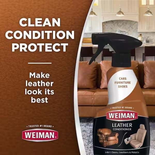 Weiman (3 pack) 3-In-1 Leather Cleaner & Conditioner for Furniture, Car Seats