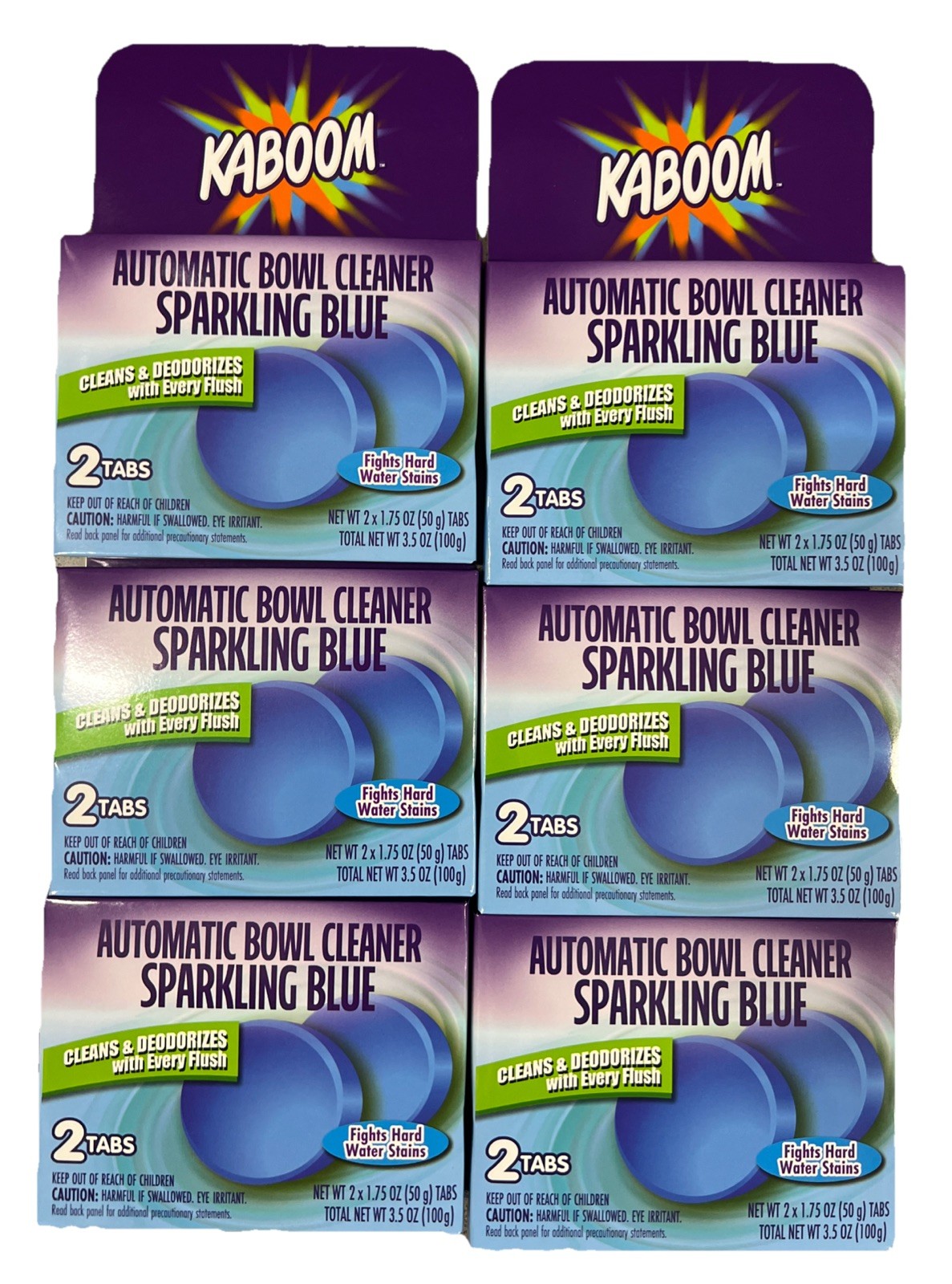 KABOOM Auto Bowl Cleaner Sparkling Blue 6 Boxes 2 Tabs Ea 12 Total Free Ship DCO