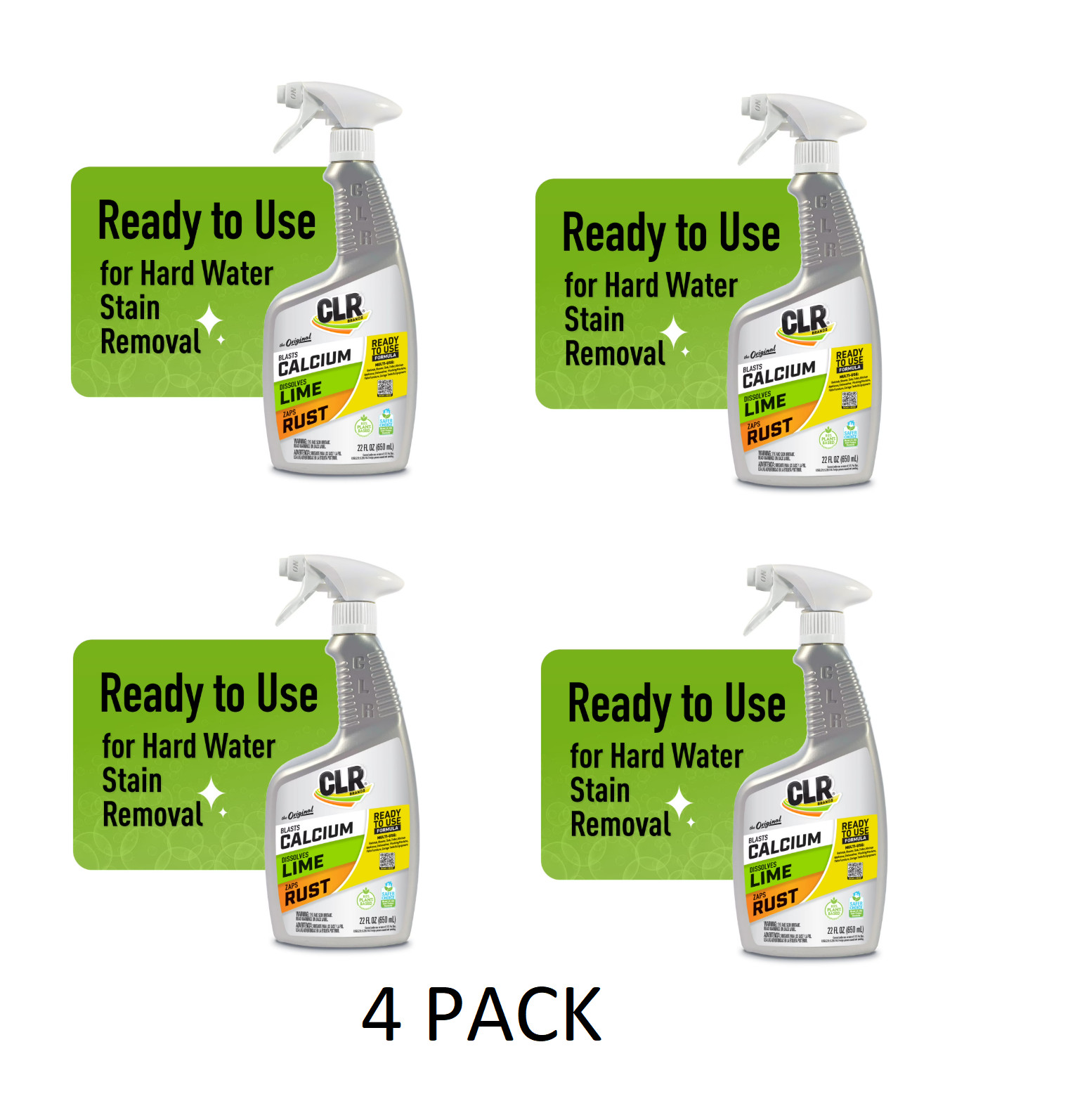 2 PACK CLR Calcium Lime and Rust Remover EPA Safer Choice 22 oz Spray