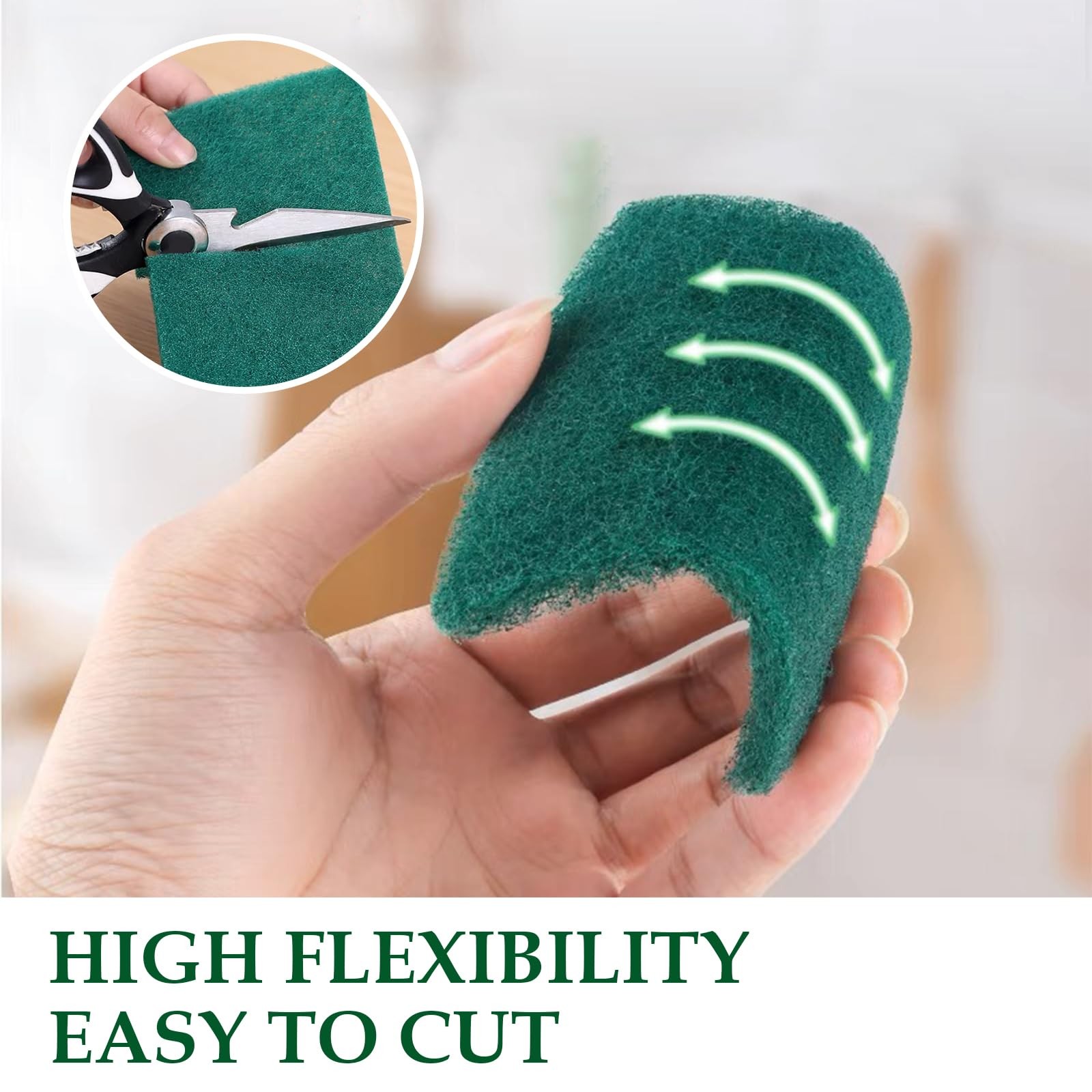 Heavy Duty Scour Pads Sponge Dish Scrubber Green Reusable Household Scrub Pad…