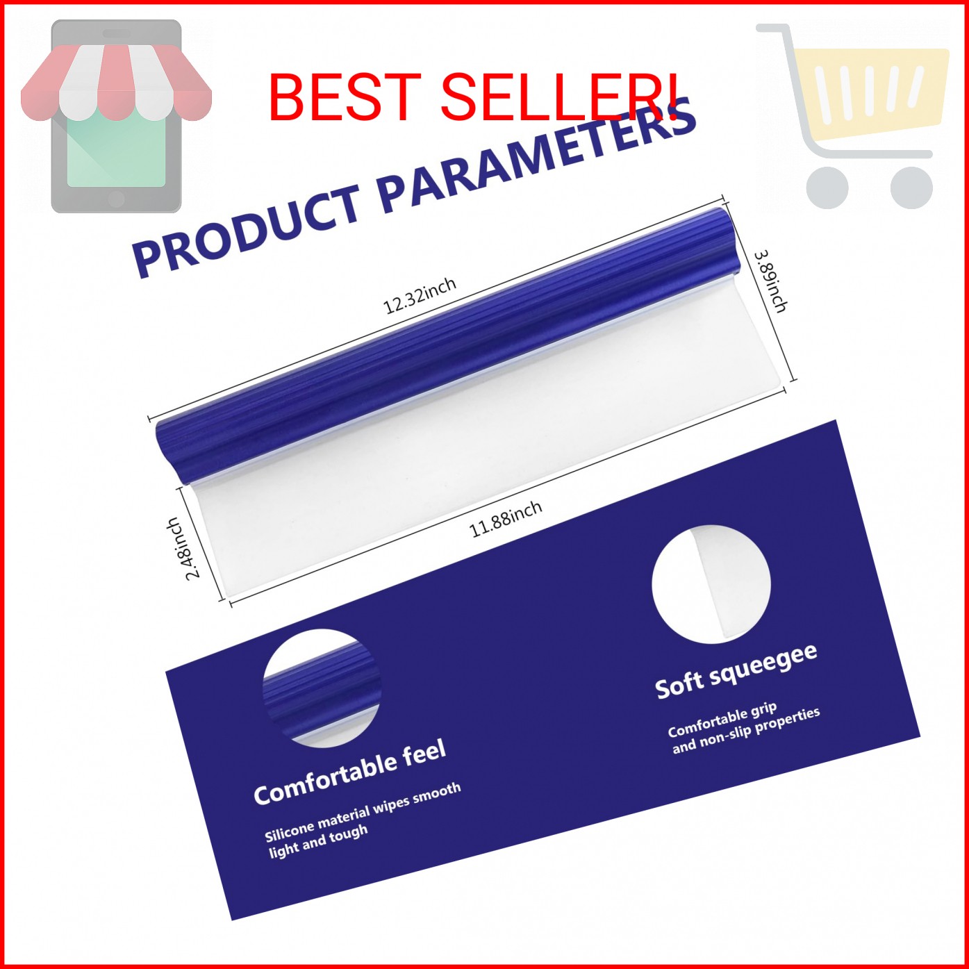 Hbxdeco Professional Automotive Wiper Blade Squeegee, 12 inch 3-Layer Silicone W
