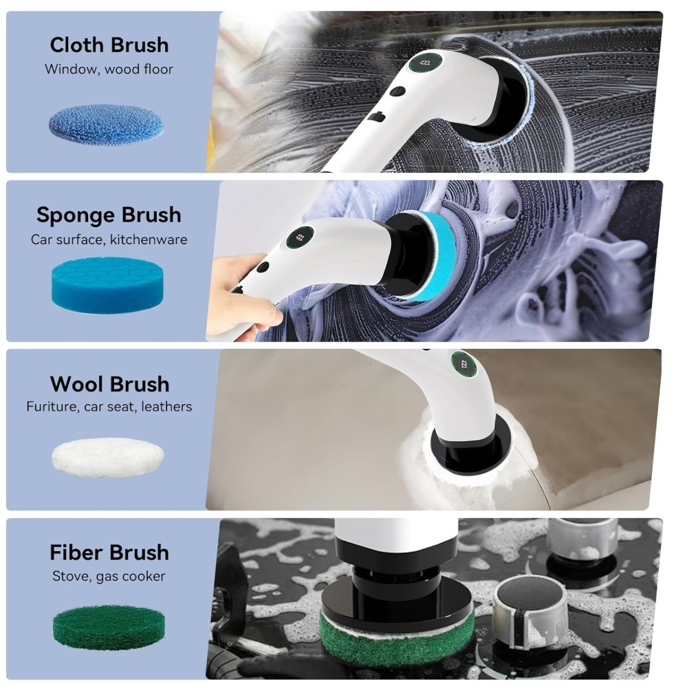Electric Bathroom Cleaning Brush,Cordless Spin Scrubber FullBody Waterproof IPX7