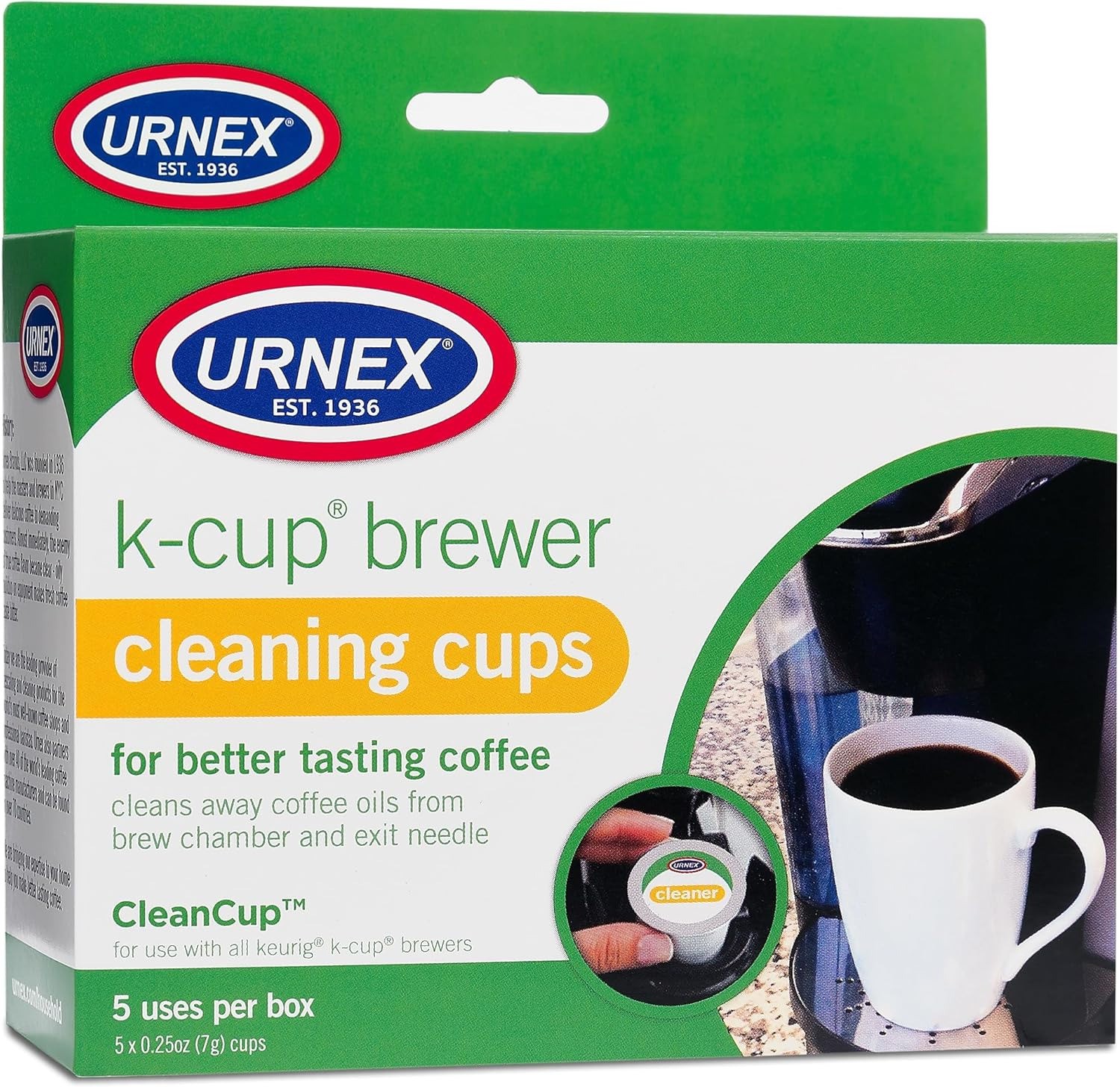 Urnex K-Cup Brewer Cleaning Cups – 5 Pack, For Keurig Coffee Machines
