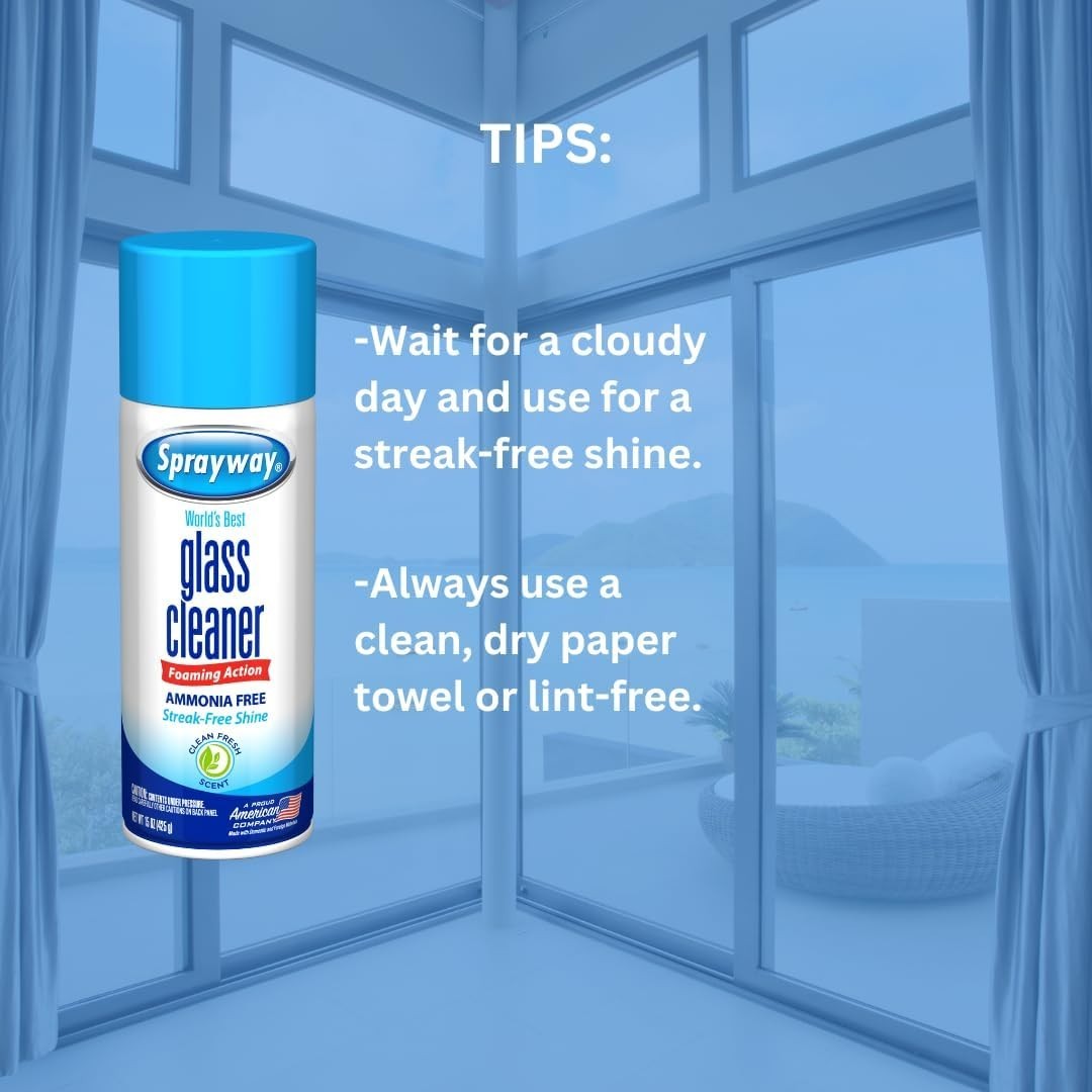 Eco-Friendly Ammonia-Free Glass Cleaner, 15 Oz Foaming Action for Spotless Shine
