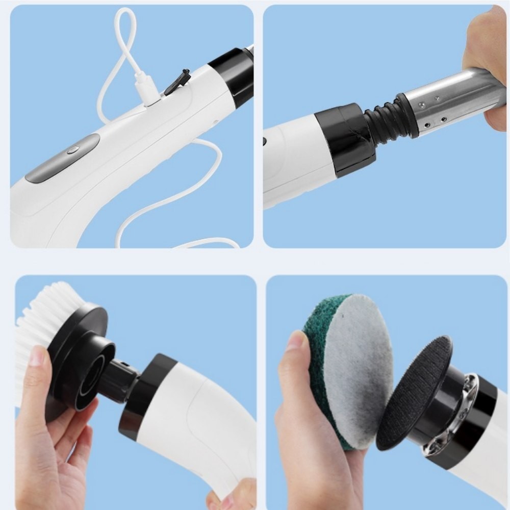 Electric Spin Scrubber – 8 Replaceable Brush Heads Shower Cleaner Brush 3 Speeds
