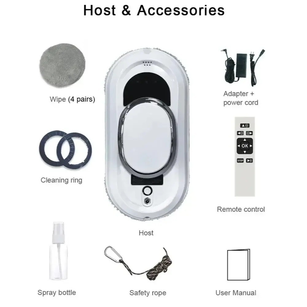 Window Cleaning Robot 5600Pa Suction Remote Control Auto Glass Cleaner Mop Wipe