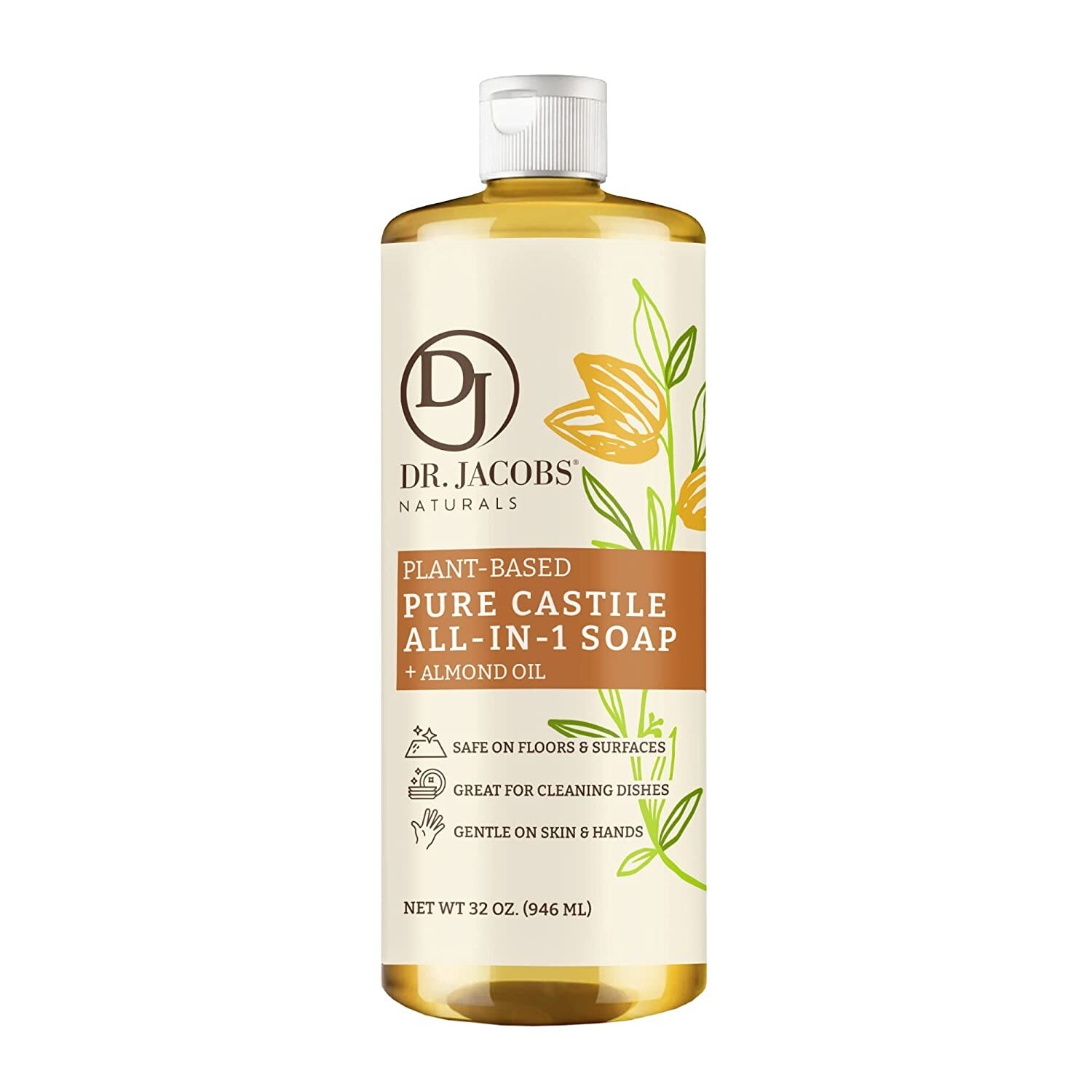 Dr. Jacobs Naturals All-Purpose Castile Cleaner, plant-based (Almond Honey)