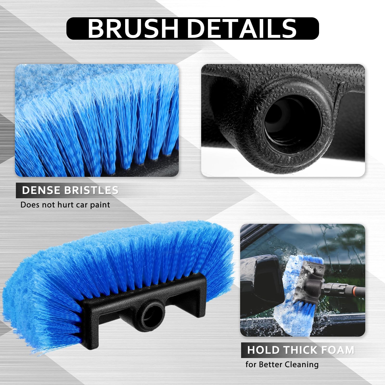 2 Pcs 10 Inch Car Wash Brush Head with Soft Detailing Bristle Flow Through