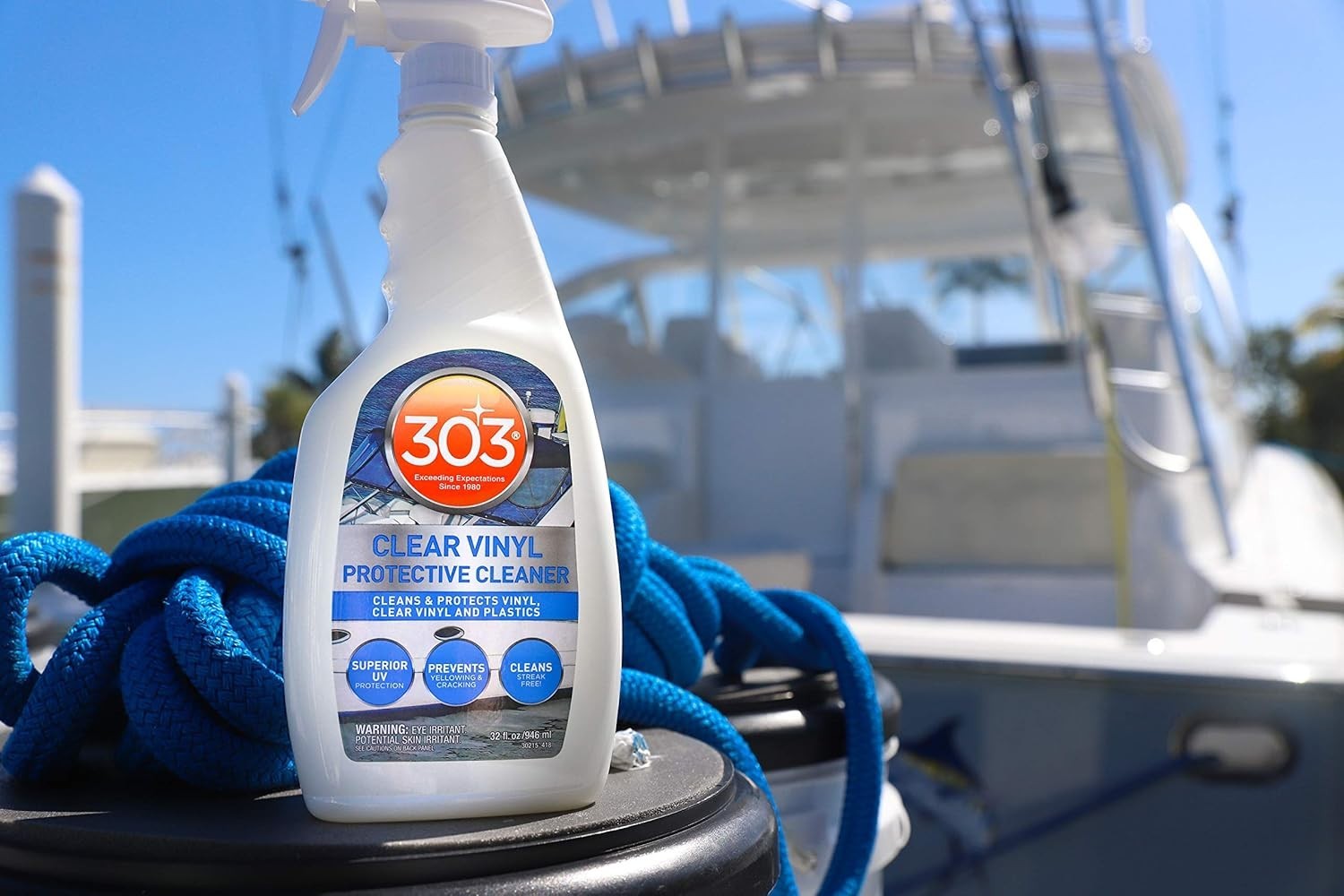 303 Marine Clear Vinyl Cleaner – UV Protection & Yellowing Prevention, 32 oz