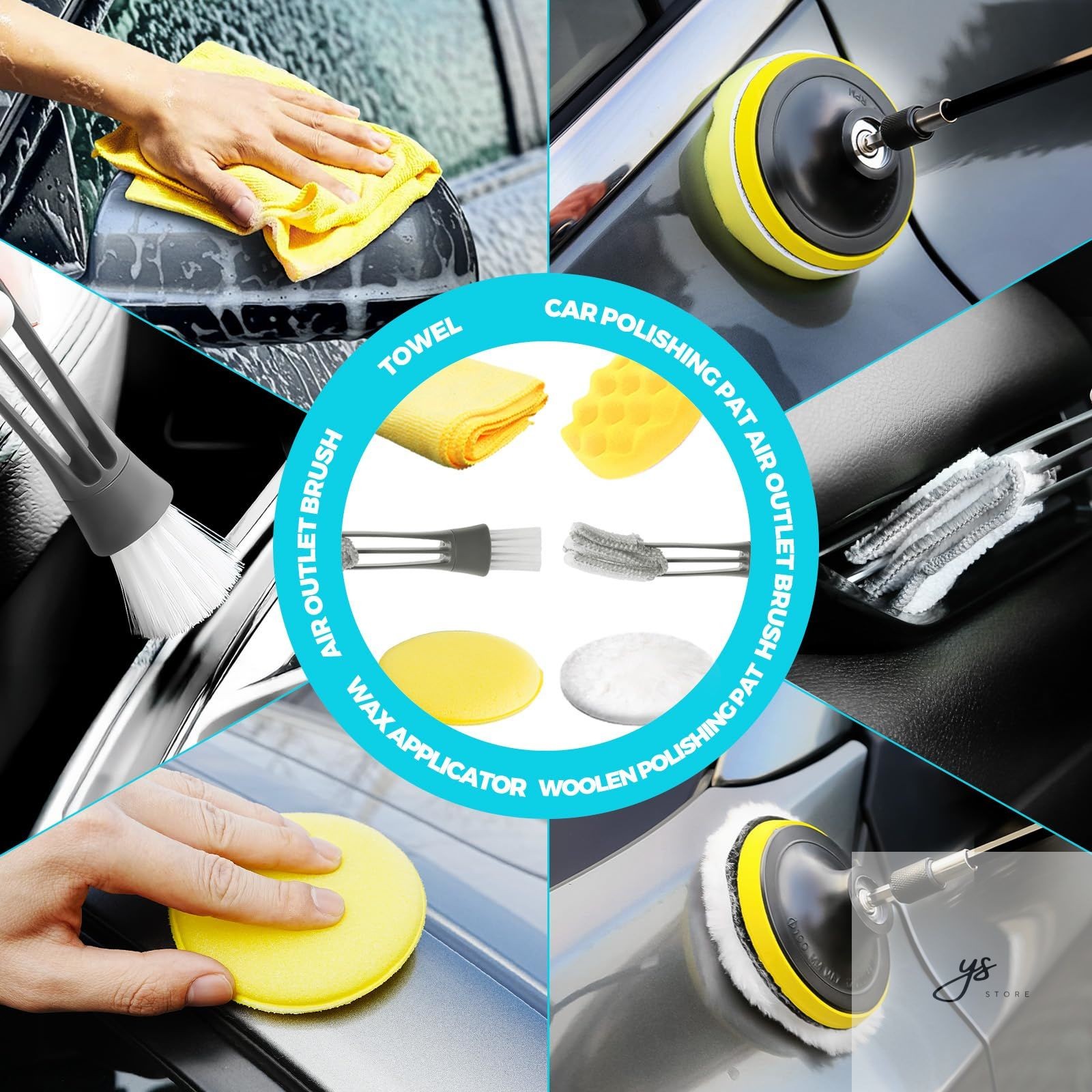 30Pcs Car Detailing Kit for Interior, Exterior and Wheel Cleaning Car Dusters