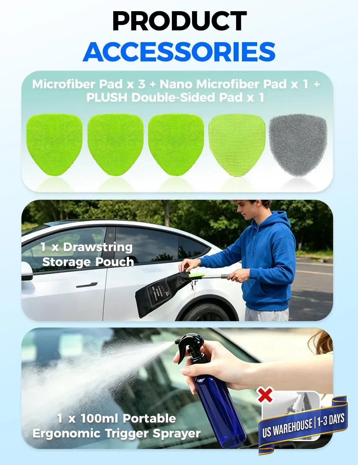 XINDELL Windshield Cleaner Tool – Car Interior Window Cleaning Kit with Extendab