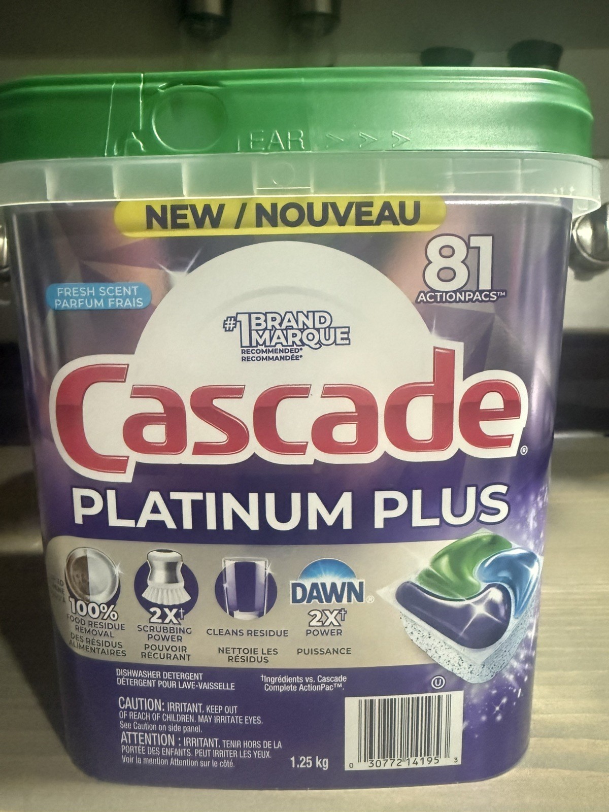 Cascade Platinum Plus Dishwasher Pods, Dishwasher Detergent 81 Pods – NEW