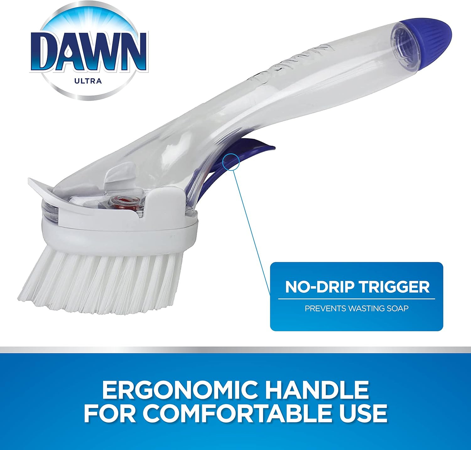 DAWN FILLABLE KITCHEN Dish BRUSH No- Drip, Clear