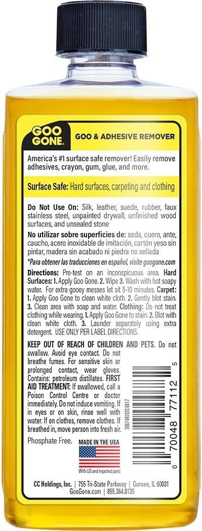 Goo Gone Original Liquid – Surface Safe Adhesive Remover – Safely removes Stick