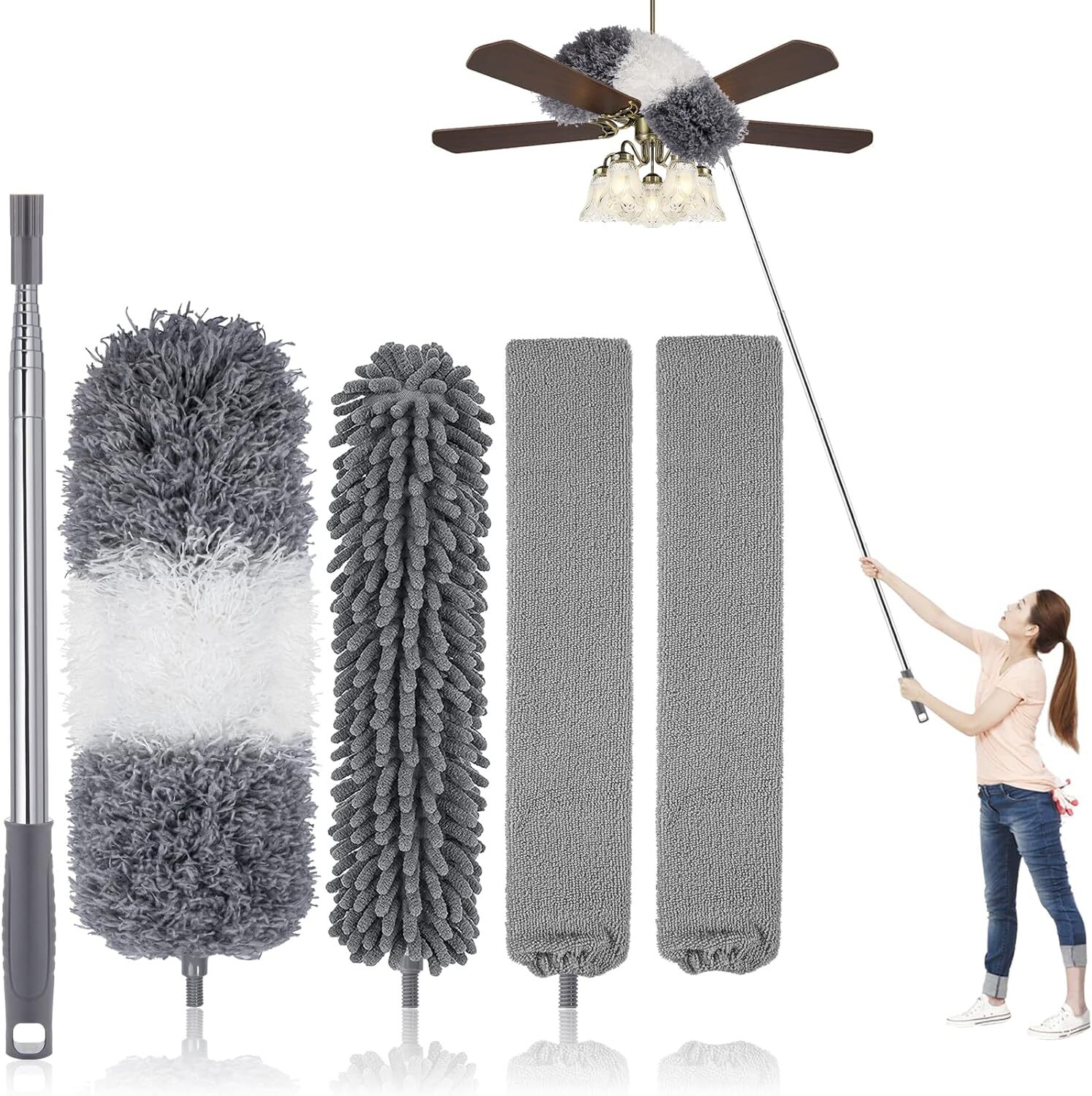 Dusters for Cleaning, Retractable Microfiber Gap Dust Cleaner with Extension Pol